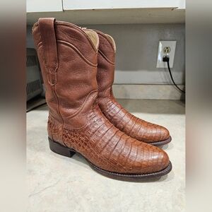 Mens 8.5 D Tecovas Brown CAIMAN BELLY Dress Western Cowboy Boots
